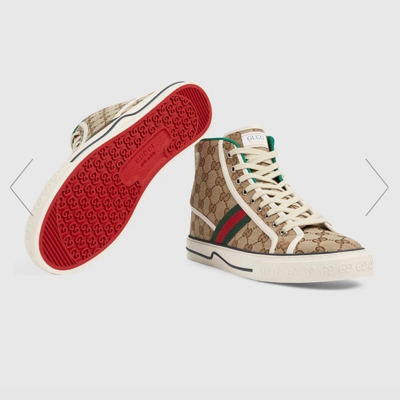 🟩🟥🟩 Gucci High-Top Tennis 77’ Shoes! WOW 🔥! Men sz 7.5 - Picture 13 of 14